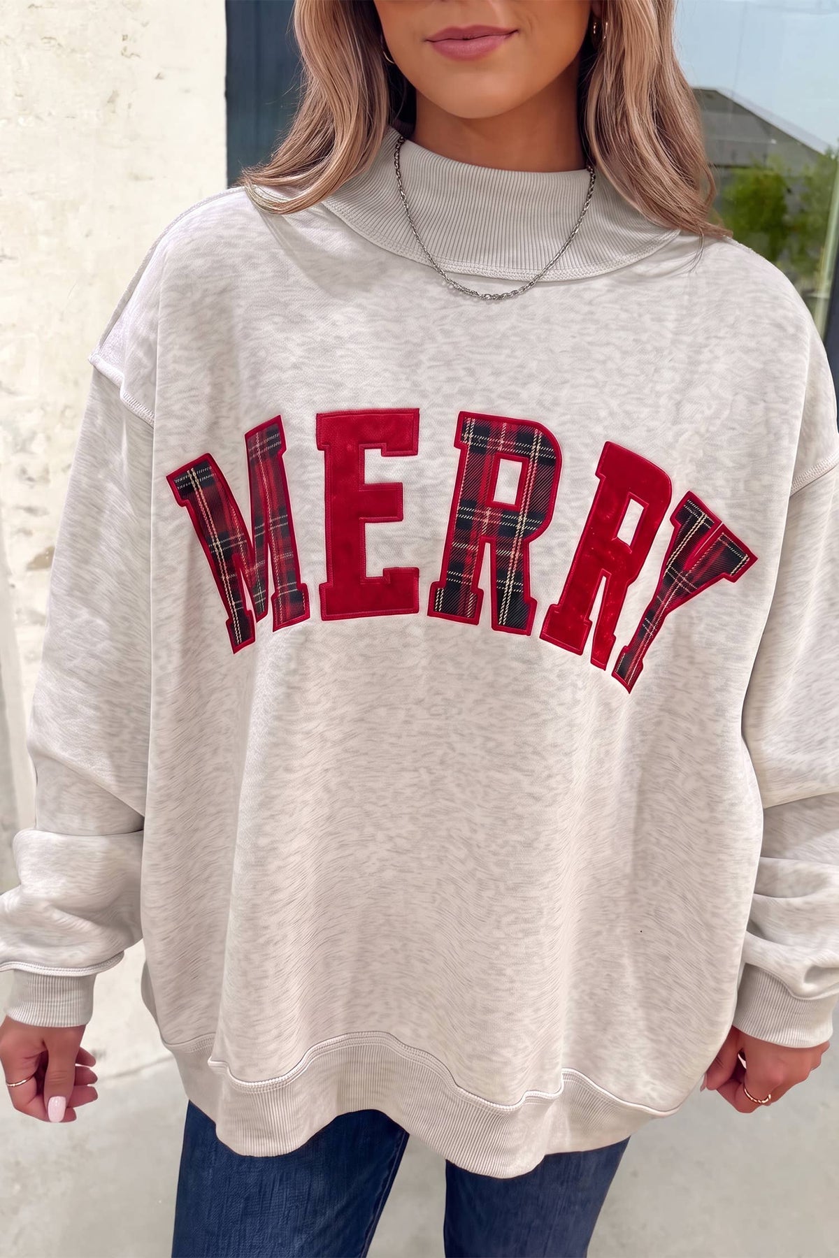 Merry / JOLLY Mock Neck Pullover Sweatshirt | S-XL
