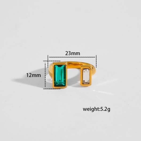 18K STAINLESS STEEL TARNISH FREE  RHINESTONE RING