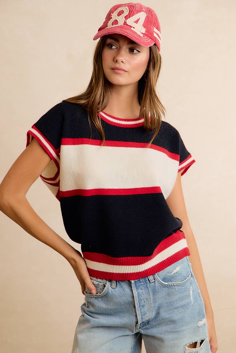 GAMEDAY THEME COLORBLOCK REALXED FIT KNIT TOP