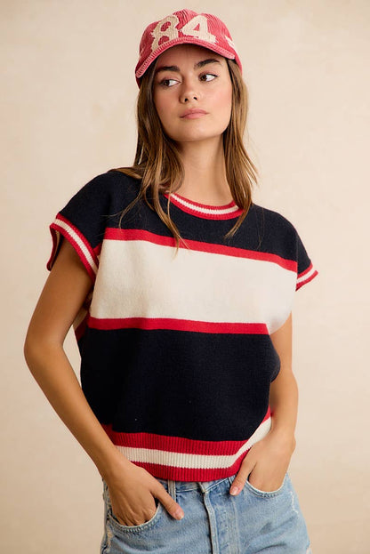 GAMEDAY THEME COLORBLOCK REALXED FIT KNIT TOP