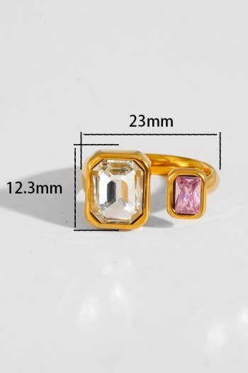 18K STAINLESS STEEL TARNISH FREE  RHINESTONE RING