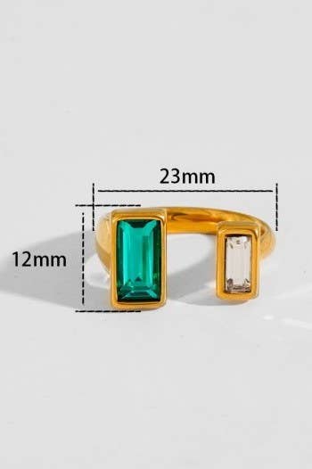 18K STAINLESS STEEL TARNISH FREE  RHINESTONE RING