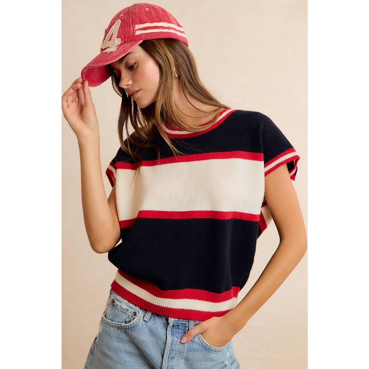 GAMEDAY THEME COLORBLOCK REALXED FIT KNIT TOP