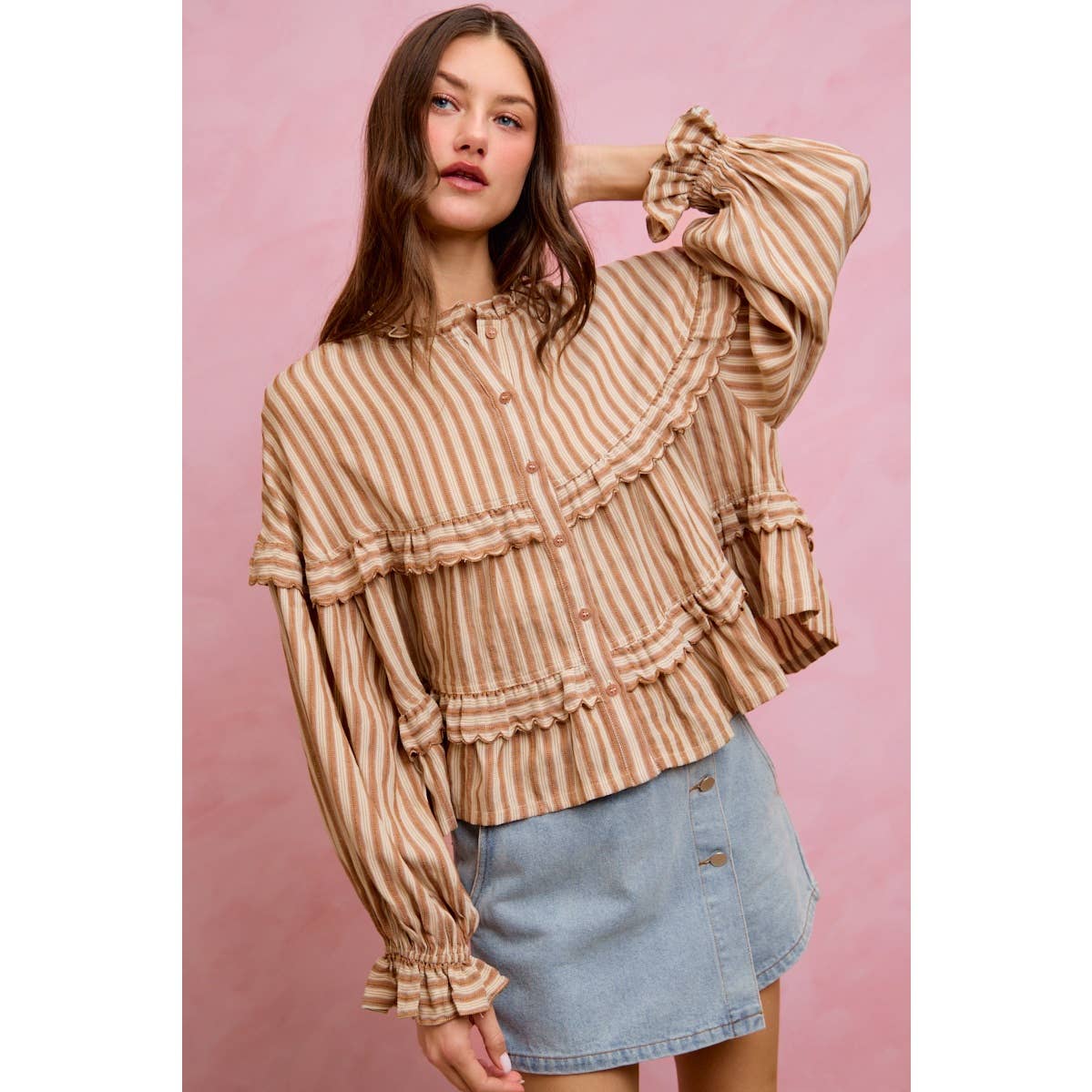 VARIEGATED STRIPE REVERSIBLE FLOWY BOHO TOP