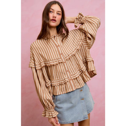 VARIEGATED STRIPE REVERSIBLE FLOWY BOHO TOP