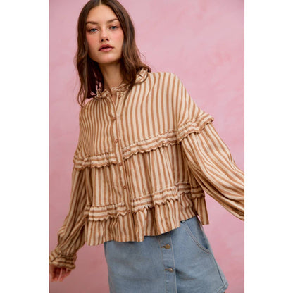 VARIEGATED STRIPE REVERSIBLE FLOWY BOHO TOP