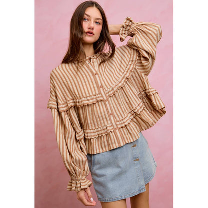 VARIEGATED STRIPE REVERSIBLE FLOWY BOHO TOP
