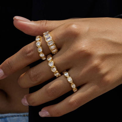Gold Multi-Shape Eternity Stack Rings