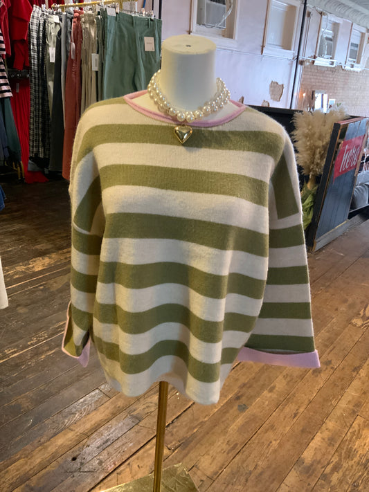 Sweet Olive Striped Sweater