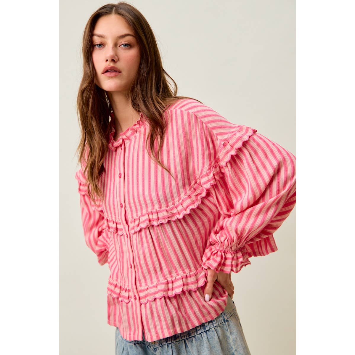 VARIEGATED STRIPE REVERSIBLE FLOWY BOHO TOP
