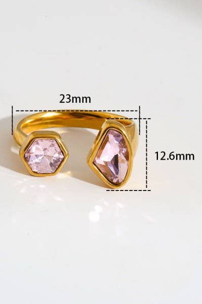 18K STAINLESS STEEL TARNISH FREE  RHINESTONE RING