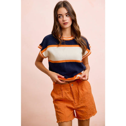 GAMEDAY THEME COLORBLOCK REALXED FIT KNIT TOP