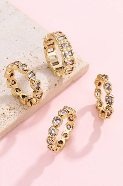 Gold Multi-Shape Eternity Stack Rings