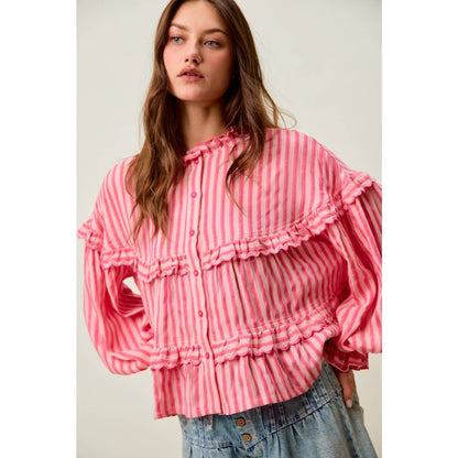 VARIEGATED STRIPE REVERSIBLE FLOWY BOHO TOP