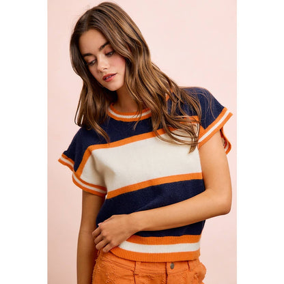 GAMEDAY THEME COLORBLOCK REALXED FIT KNIT TOP
