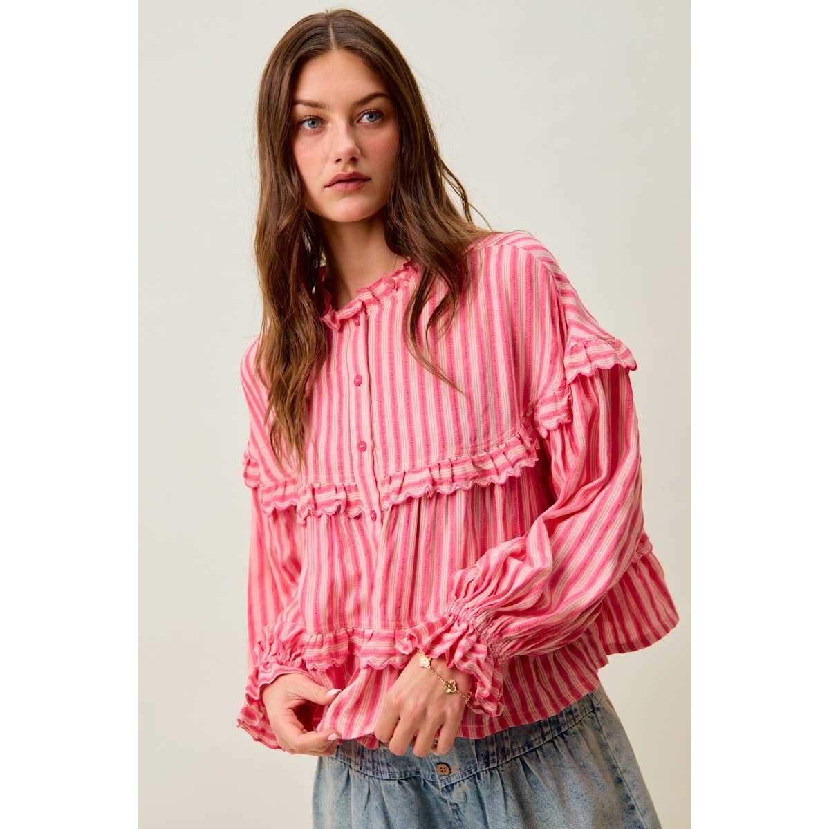 VARIEGATED STRIPE REVERSIBLE FLOWY BOHO TOP