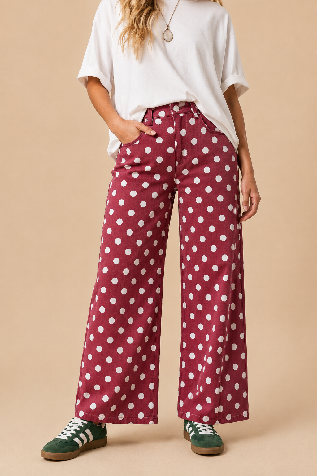 POLKDADOT DENIM RELAXED FIT JEANS