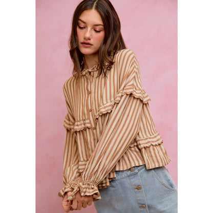 VARIEGATED STRIPE REVERSIBLE FLOWY BOHO TOP