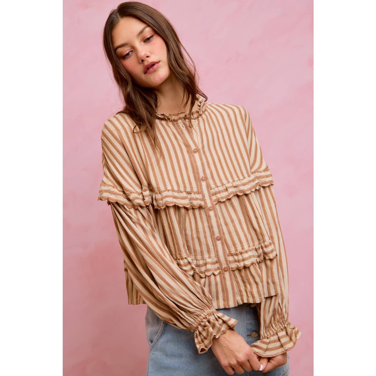 VARIEGATED STRIPE REVERSIBLE FLOWY BOHO TOP