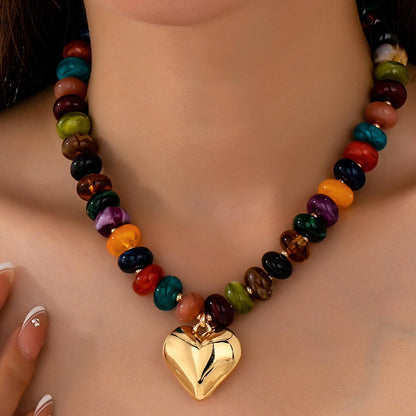 Multicolor Rochelle Bead Heart Pendant Necklace sm